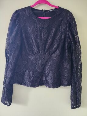 Express Floral Lace Long-Sleeve Top